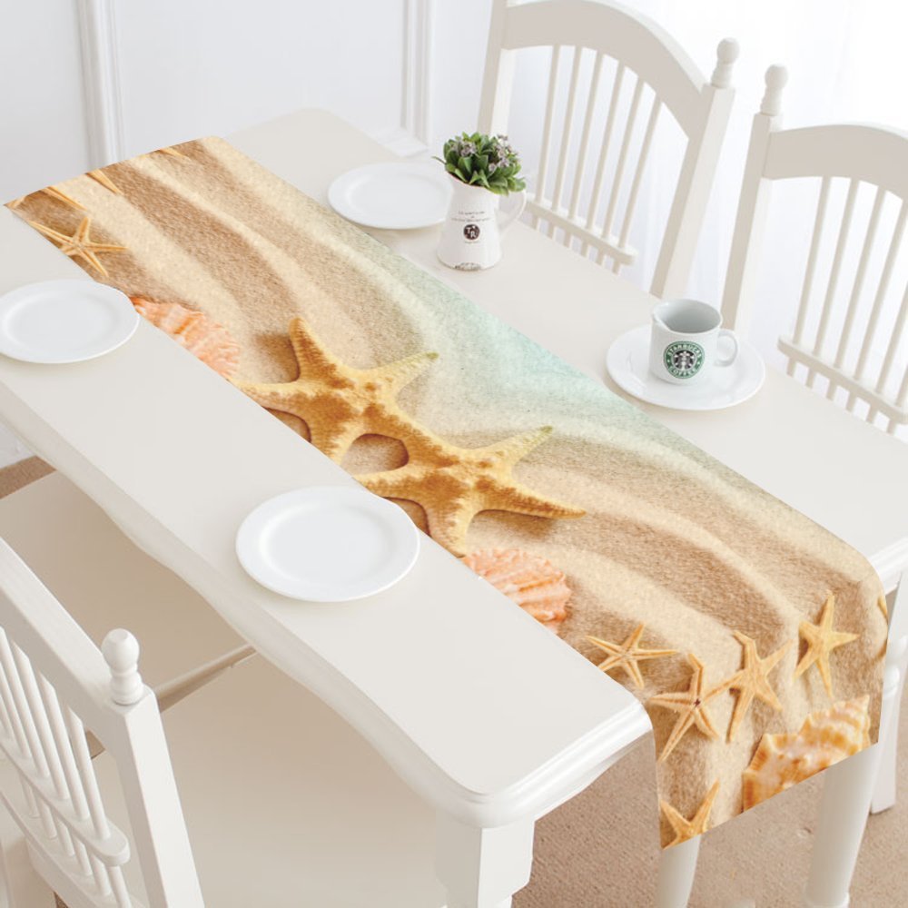 MYPOP Tropical Sandy Beach Table Runner Home Decor 16x72 Inch,Ocean
