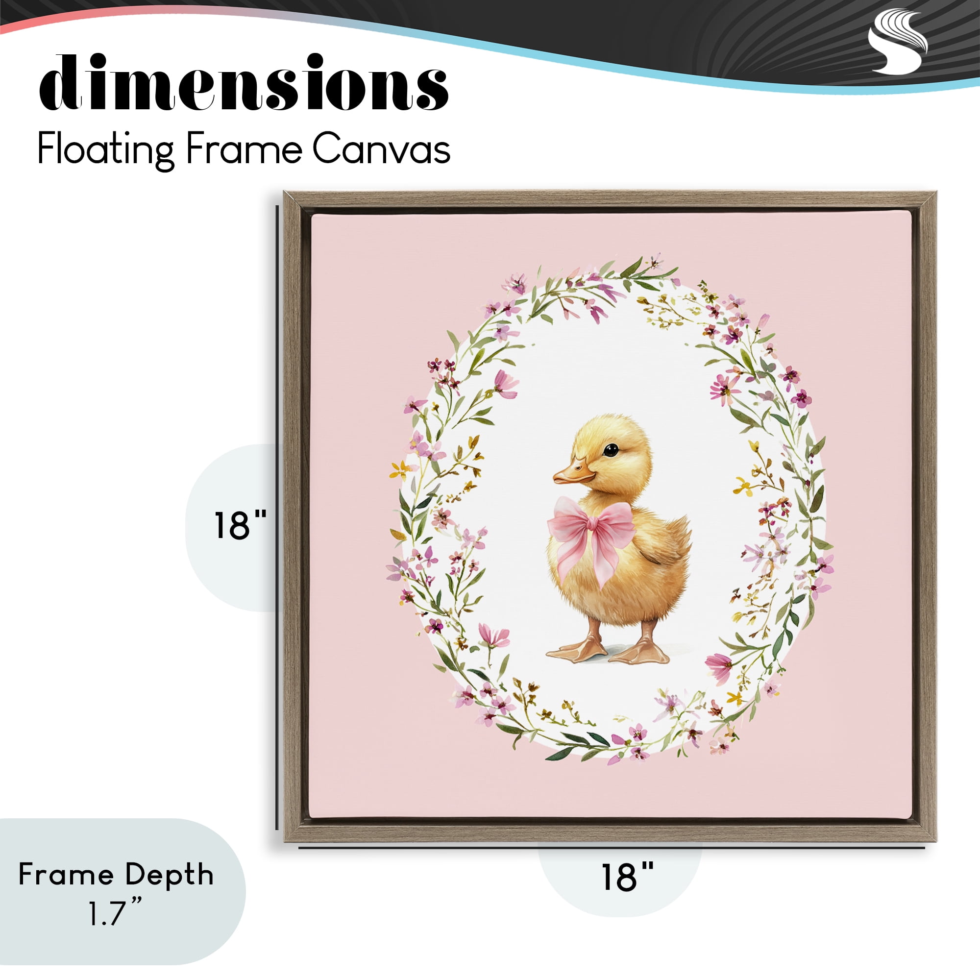 Stupell Industries Blush Pink Duckling Brown Framed Floater Canvas Wall Art, design by Christine Simpson Art
