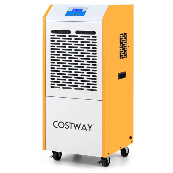Costway 88-Pint(DOE) Dehumidifier with Pump 24H Timer & Wheels Yellow + White 9000 Sq. ft Coverage Area (MAX 290Pint at 95°F, 90%RH)