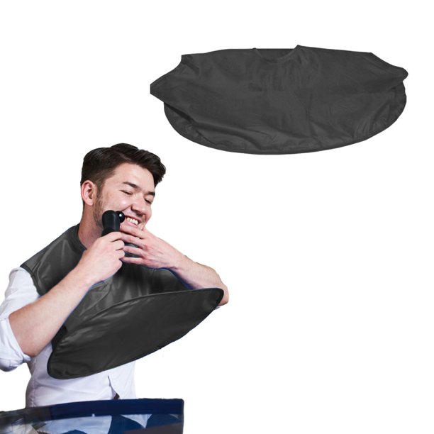 Delantal para barba dimensional, recogedor de recortes de pelo de barba para afeitar y recortar, delantal con pechera, impermeable, antiadherente, paño de aseo para hombres, color negro