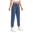 thumbnail image 5 of Women's Plain Tapered/Carrot Dark Wash Cropped Jeans Petite XXS (0), 5 of 5