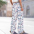 thumbnail image 6 of WTOBBY Women's Printed Wide Leg Casual Pants with Floral Design High Waist Drawstring Loose Fit and Side Pockets for Everyday Breathable Style ,Sky Blue 2XL, 6 of 6