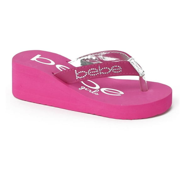 Bebe Girls 11-4 Wedge Flip Flop Sandal (Pink 2)