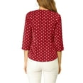 thumbnail image 3 of INSPIRE CHIC Valentine's Day Women's Blouse V Neck 3/4 Sleeves Polka Dots Button Front Top S Red, 3 of 8