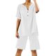 thumbnail image 1 of Conjuntos de 2 piezas para mujer: blusa de pierna ancha y pantalones elásticos, camisa informal de manga corta, ropa urbana de moda para el verano, 1 of 3