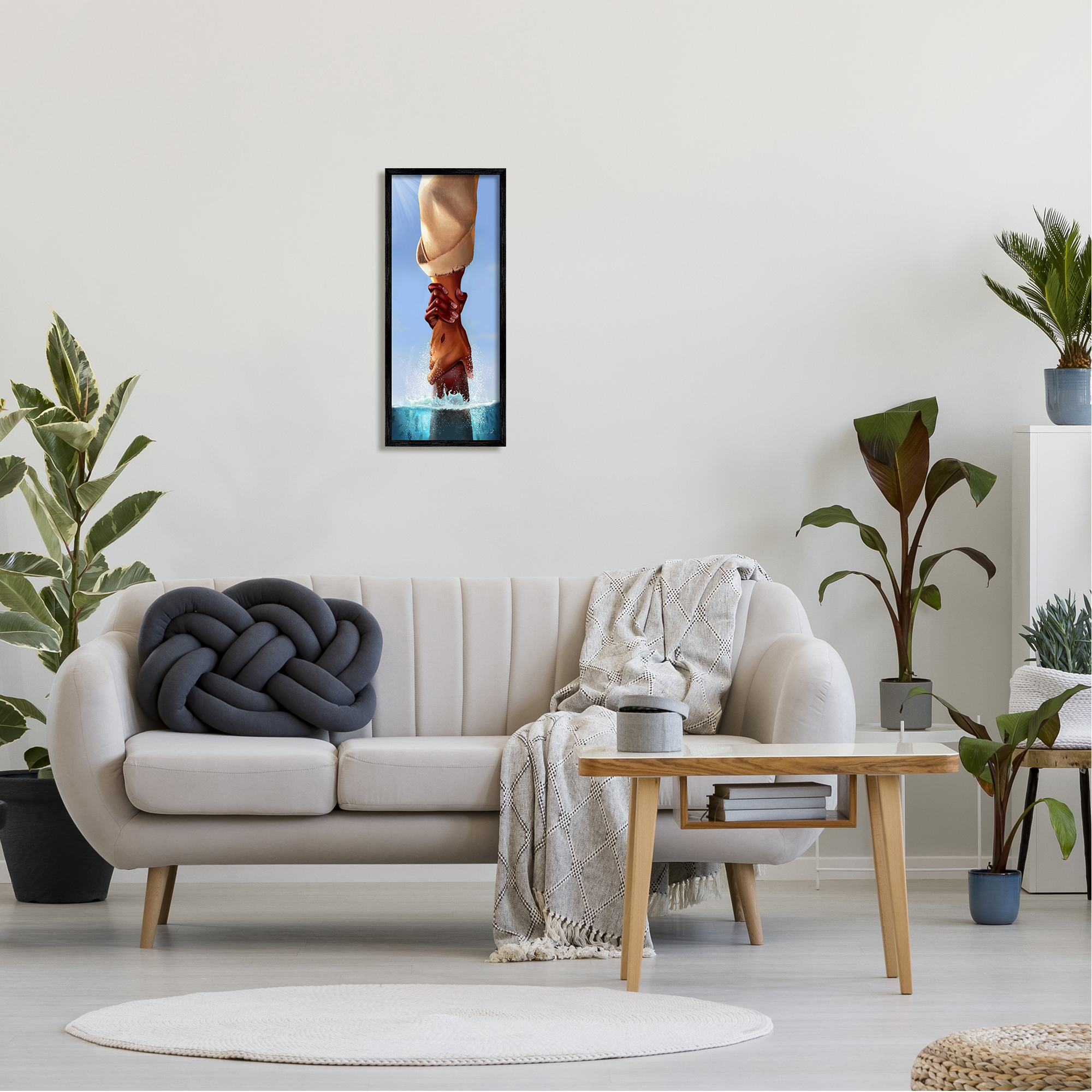 Stupell Jesus Holding On Spiritual Hands Religious Painting Black Framed Art Print Wall Art