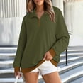 thumbnail image 6 of Eryao Preppy Sweatshirts for Women Oversized Quarter Zip Long Sleeve Pullovers Baggy Lightweight Colorblock Tops Army Green M, 6 of 9