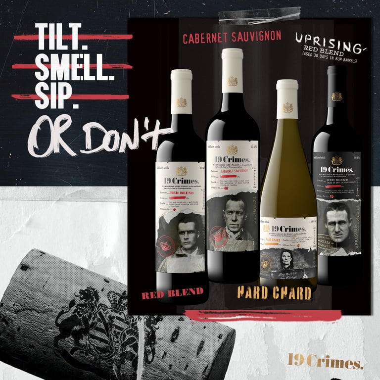 19 Crimes Cabernet Sauvignon Red Wine, 750ml Glass wine bottle
