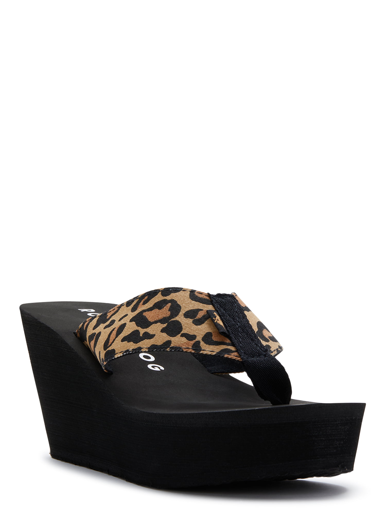 Rocket Dog Diver Leopard Print Wedge Platform Thong Sandals (Women's) -  