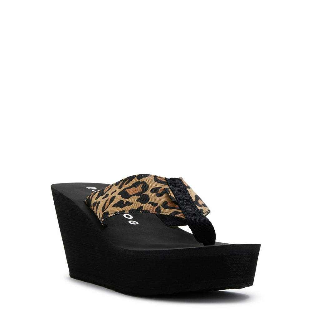 Rocket Dog Rocket Dog Diver Leopard Print Wedge Platform Thong