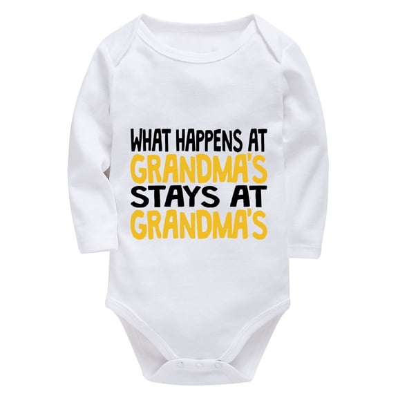 What Happens At Grandma's Stay At Grandma's Baby Clothes Newborn Boys Long Sleeve Unisex Clothing White Girl Onesie