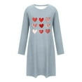 thumbnail image 4 of Caywon Women's Valentine's Day Heart Printed Long Sleeve Nightgown,Crew Neck Loose Short Sleep Dress Soft Breathable Sleepwear, 4 of 6