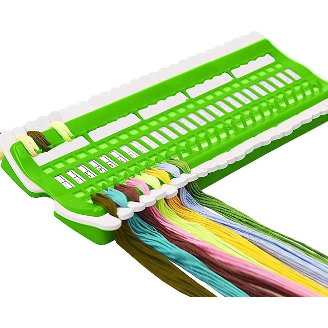 1 pieza de herramienta de cruz verde con 50 posiciones, administrador de hilo de bordar, con tarjeta de código en blanco y accesorios de bricolaje multifuncionales para artesanía