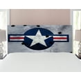 thumbnail image 1 of Airplane Headboard, Star on Round Circle with Stripes with Grunge Effect Backdrop Aircraft, Upholstered Decorative Metal Bed Headboard with Memory Foam, Full Size, Red Grey, by Ambesonne, 1 of 4