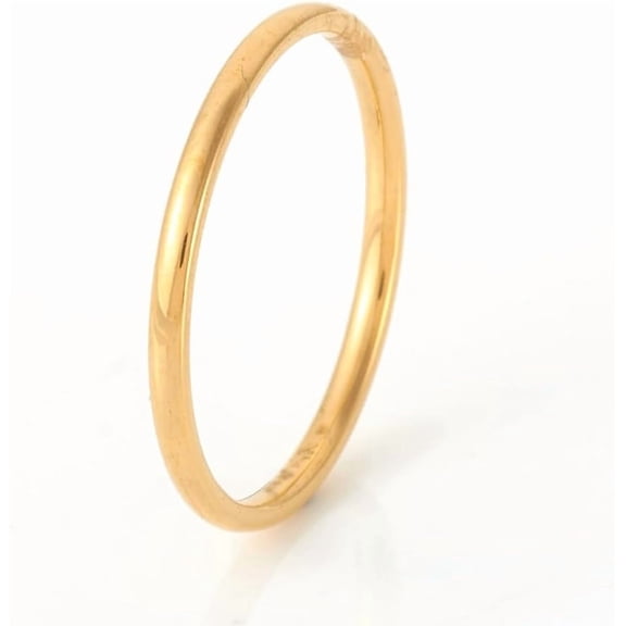1Pcs Real 18K Gold Plated Plain Band Rings Minimalist Knuckle Rings Women Dainty Trendy Jewelry for Anniversary Birthday Valentine's Day Trendy Gift US Size 7 1/4(17.5mm) for DIY
