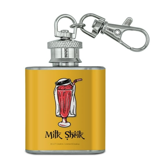 Milk Sheik Shake Funny Humor Stainless Steel 1oz Mini Flask Key Chain