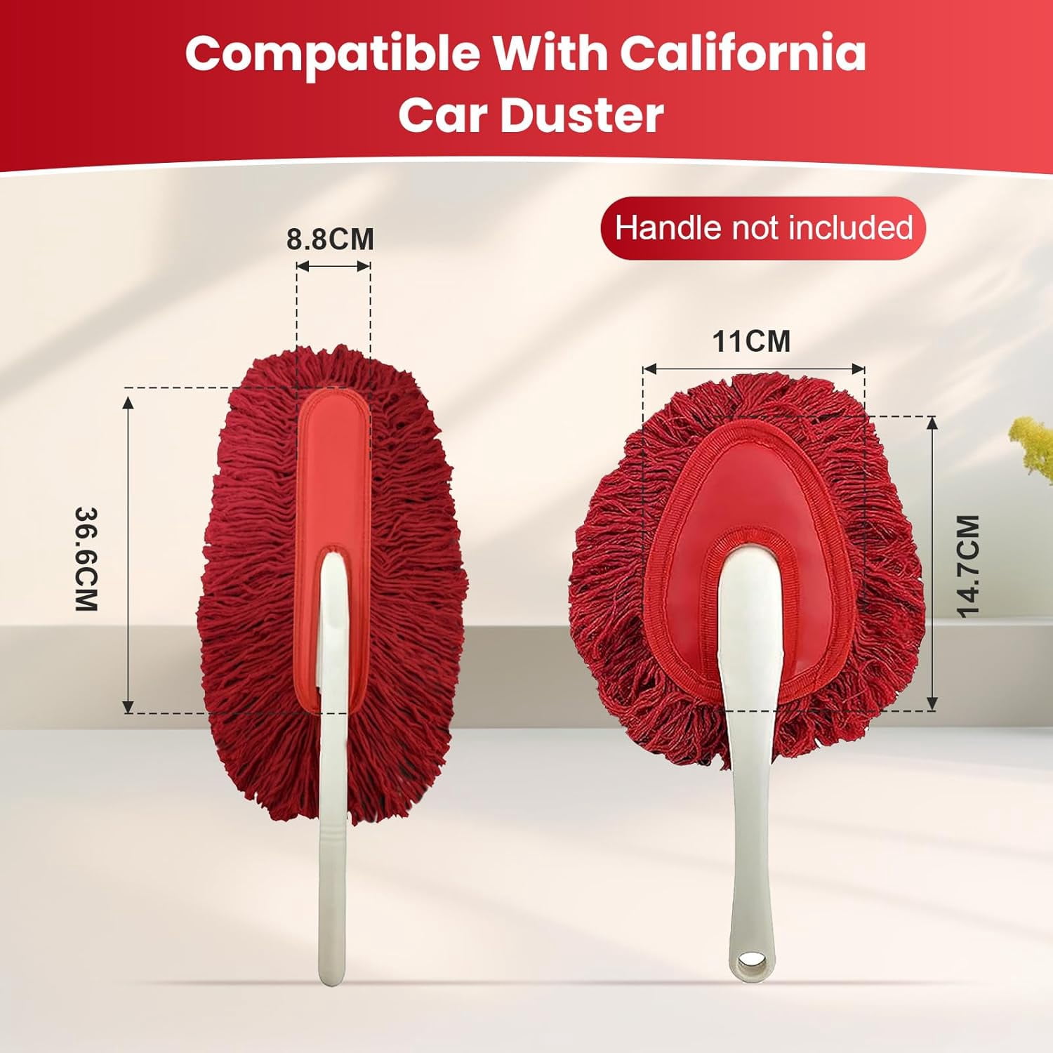 JJEAN-Car Duster Detailing Kit Replacement for California Car Duster Exterior Interior Cleaner Soft Cotton Mop Quickly Safely Removes Light Daily Dust for Car Dust Pollen Removing （Handle Not Include
