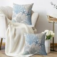 thumbnail image 2 of Coastal Pillow Covers 20x20 Set of 2 Blue Beach Theme Ocean Seashell Starfish Coral Summer Nautical Sea Print Decorative Throw Pillow Cases Outdoor Farmhouse Decoration for Sofa Couch Bed, 2 of 5