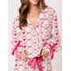 thumbnail image 2 of Pijama Yiulangde de seda para mujer, 2 piezas, estampado de corazones, estilo Galentine's, 2 of 5