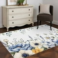 thumbnail image 4 of Blue Yellow Area&nbsp;Rug 2.7x5ft Flowers Eucalyptus Leaves Farmhouse Botanical Non-Slip&nbsp;Washable Square&nbsp;Rugs Soft Felt Indoor Floor Mat for Bedroom Kitchen Living Room Bathroom, 4 of 9
