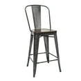 thumbnail image 3 of OFM 161 Collection Industrial Modern 4 Pack 26" High Back Metal Stools with Solid Ash Wood Seats, Galvanized Steel Bar Stools, in Gunmetal/Walnut (161-26-GM-WNT-4), 3 of 16