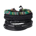 thumbnail image 7 of SmartBy 4Pcs/Set Vintage Men Mixed Style Braided Faux Leather Beaded Bracelet Bangle, 7 of 7