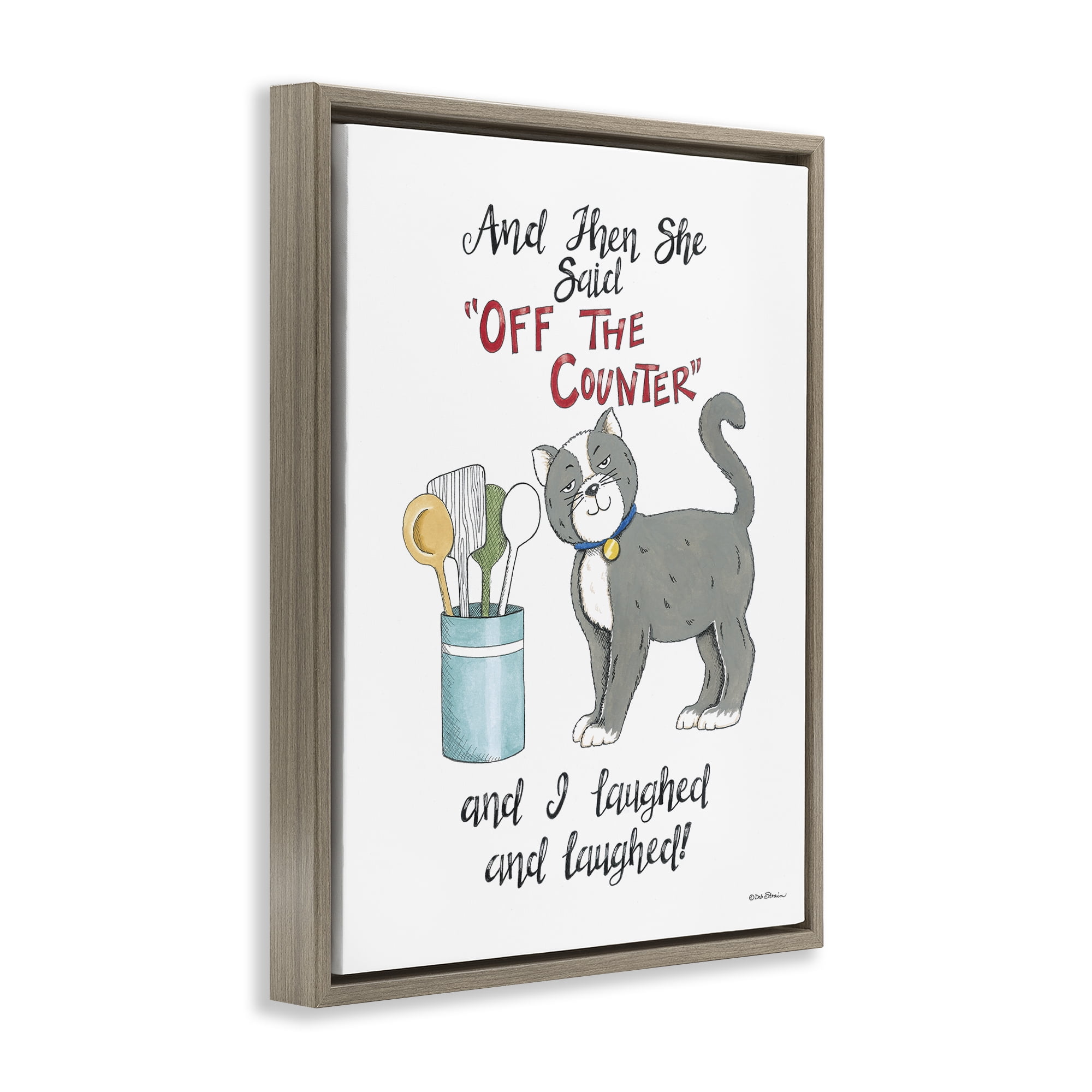 Stupell Industries Sassy Cat Humor Saying Animals Painting Brown Floater Framed Canvas Art Print Wall Art, 17 x 21