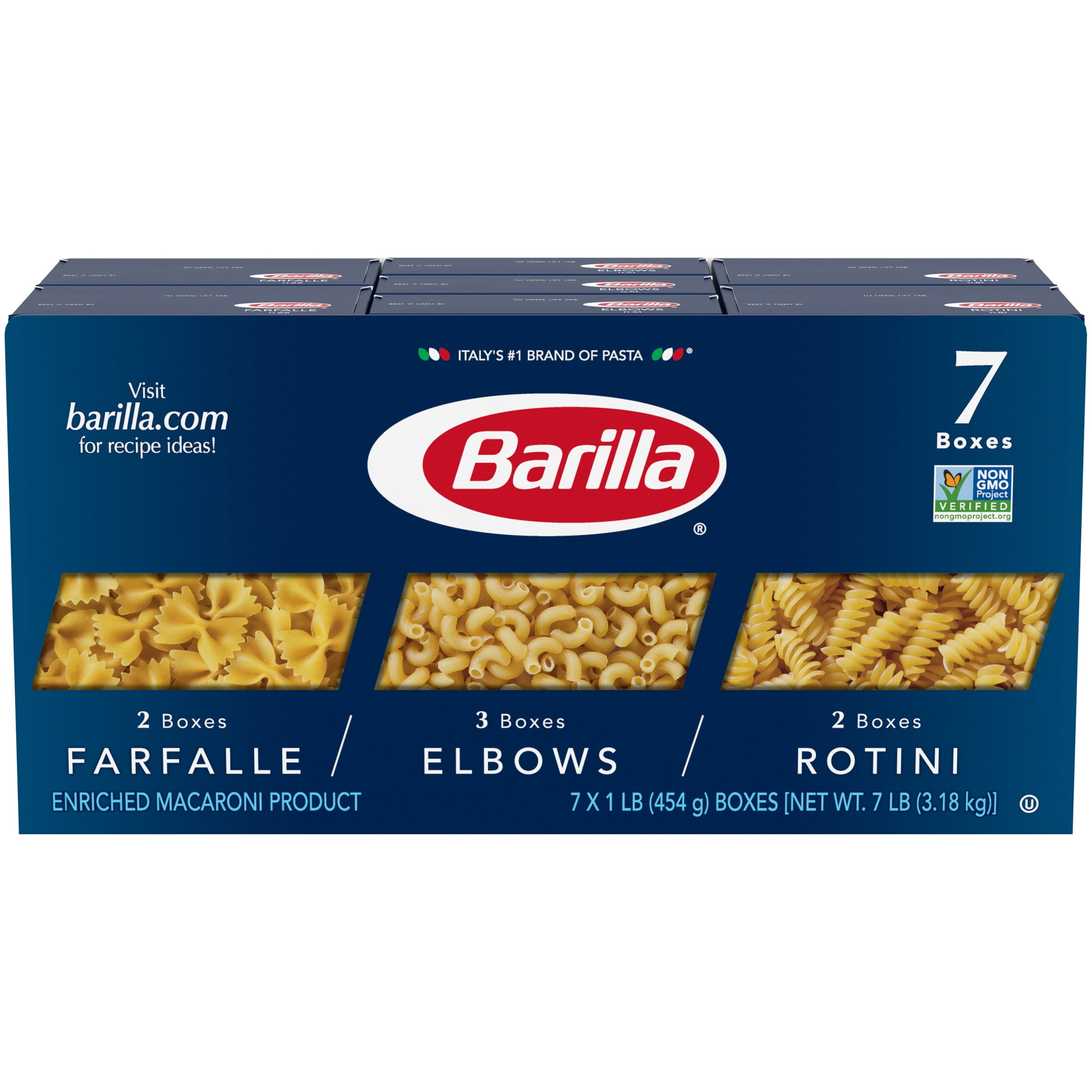 Barilla® Classic Blue Box Pasta Elbows, Farfalle, and Rotini 7x16 oz