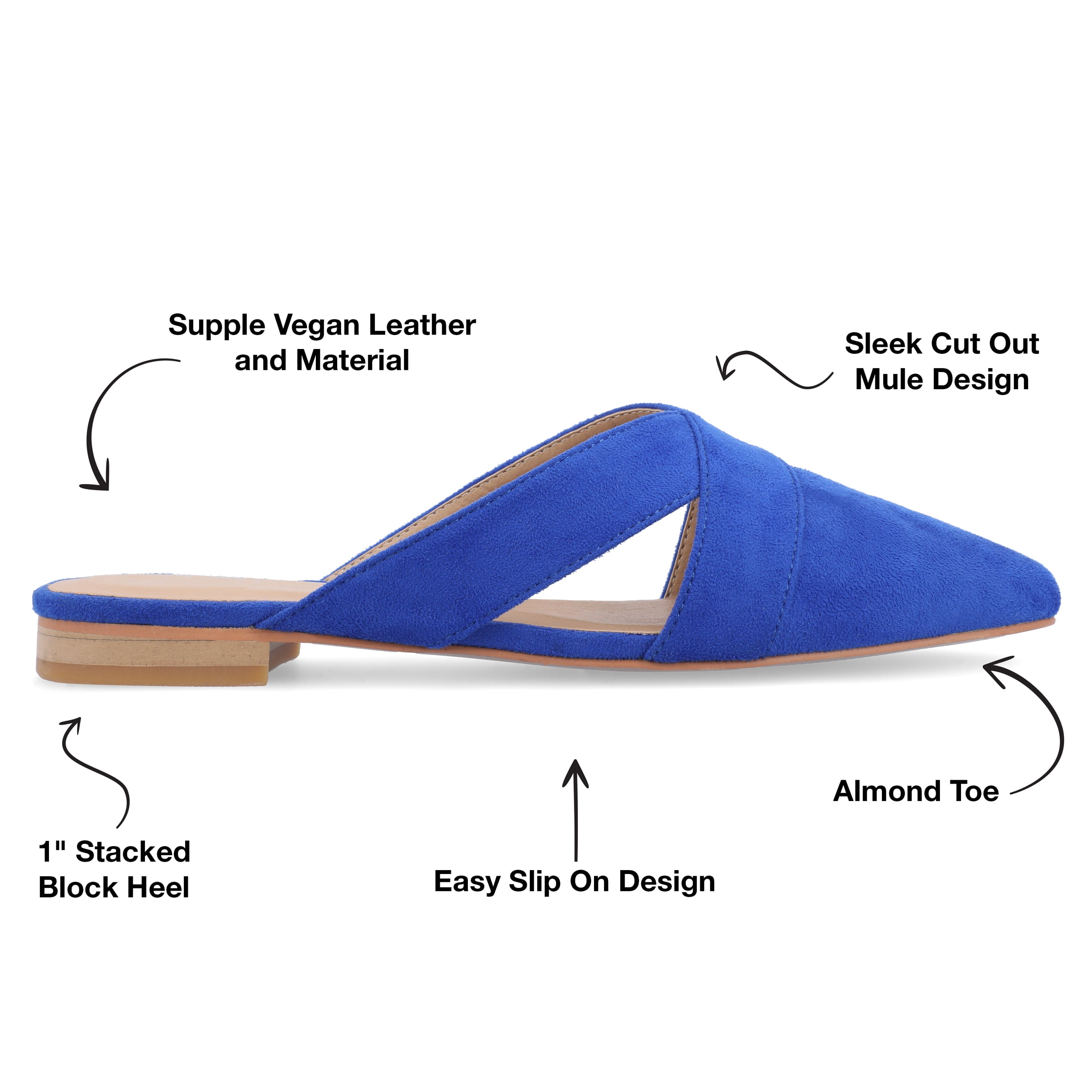 Journee Womens Giada Slip On Almond Toe Mules Flats