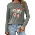 thumbnail image 4 of Ailaofu New Years Eve Outfits Women,Women's Casual Long Sleeve Round Neck Happy New Year 2026 Printed Graphic Plus Size Tops, 4 of 7