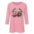 thumbnail image 4 of Amidoa 3/4 Sleeve Ladies Tops Ugly Christmas Pink Funny Blouses Boat Neck Graphic T-Shirt Women's Blouse XXXL, 4 of 4