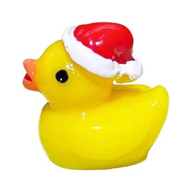 Mini patos navideños de resina, decoraciones navideñas en miniatura, pato amarillo, accesorios Kawaii para el hogar, dispositivo de escritorio, 10-30 Uds.