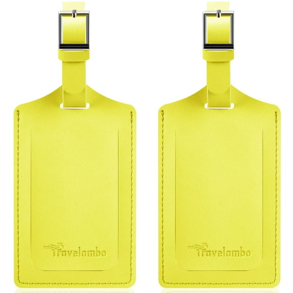 Etiquetas de equipaje Travelambo de piel sintética Privacy, paquete de 2, color amarillo claro
