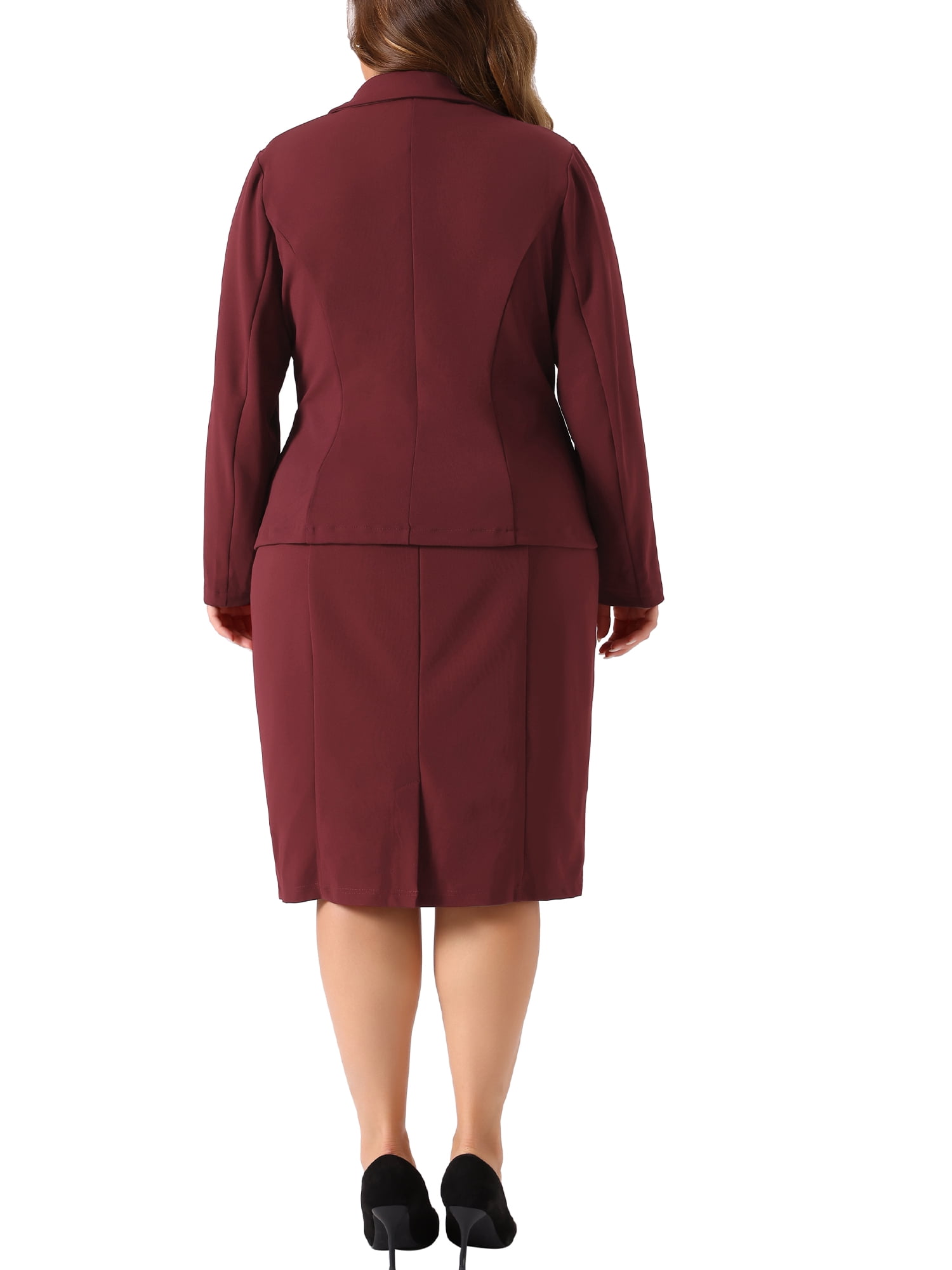 DARING DIVA Women's Plus 2 Pieces Dress Suits Blazers and Sleeveless Dress 4X Burgundy