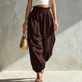 thumbnail image 2 of Aezemi Womens Ruffle Elastic Waist Trousers Fashion Comfy Pull on Summer Joggers Summer Walking Daily Casual Spring Pants with Pockets XXL, 2 of 9