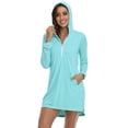 thumbnail image 2 of HDE Beach Coverups for Women UPF 50 Long Sleeve Swim Cover Up Dress with Hood Blue - XL, 2 of 6