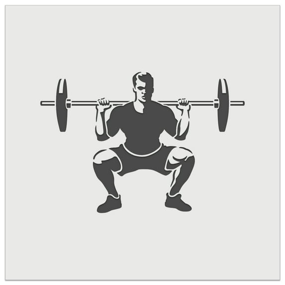 Squat Weightlifting Exercise Workout Gym DIY Cookie Wall Craft Stencil - 9.0 Inch