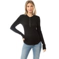 thumbnail image 6 of MixMatchy Women's Basic Casual Waffle Snap Button Henley Sweater Y2k Top Fall Winter Fashion, 6 of 7