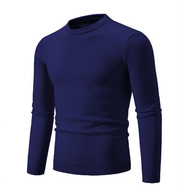 Jalioing Long Sleeve Crew Neck Sweaters for Men Classic Basic Solid Color Knit Tops Casual Pullover Sweater