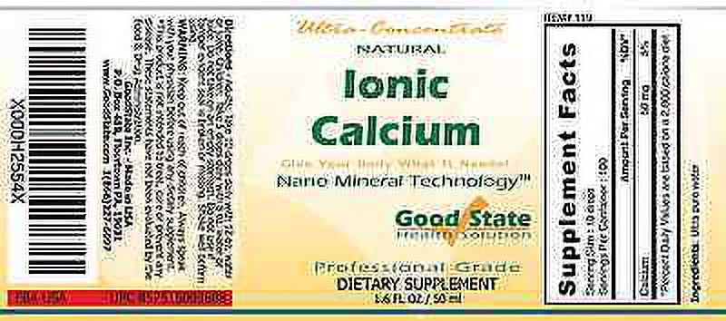 Good State Liquid Ionic Calcium Ultra Concentrate, 1.6 Fl Oz, 100 Servings – Supports Strong Bones & Teeth