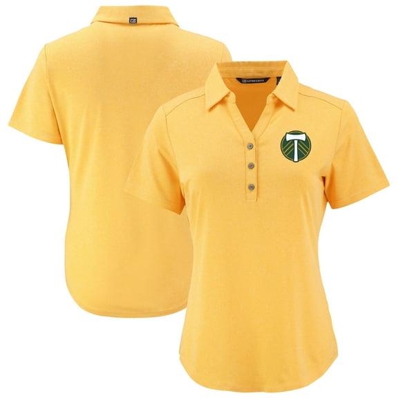 Women's Cutter & Buck  Heather Gold Portland Timbers Forge Eco Stretch Recycled Polo
