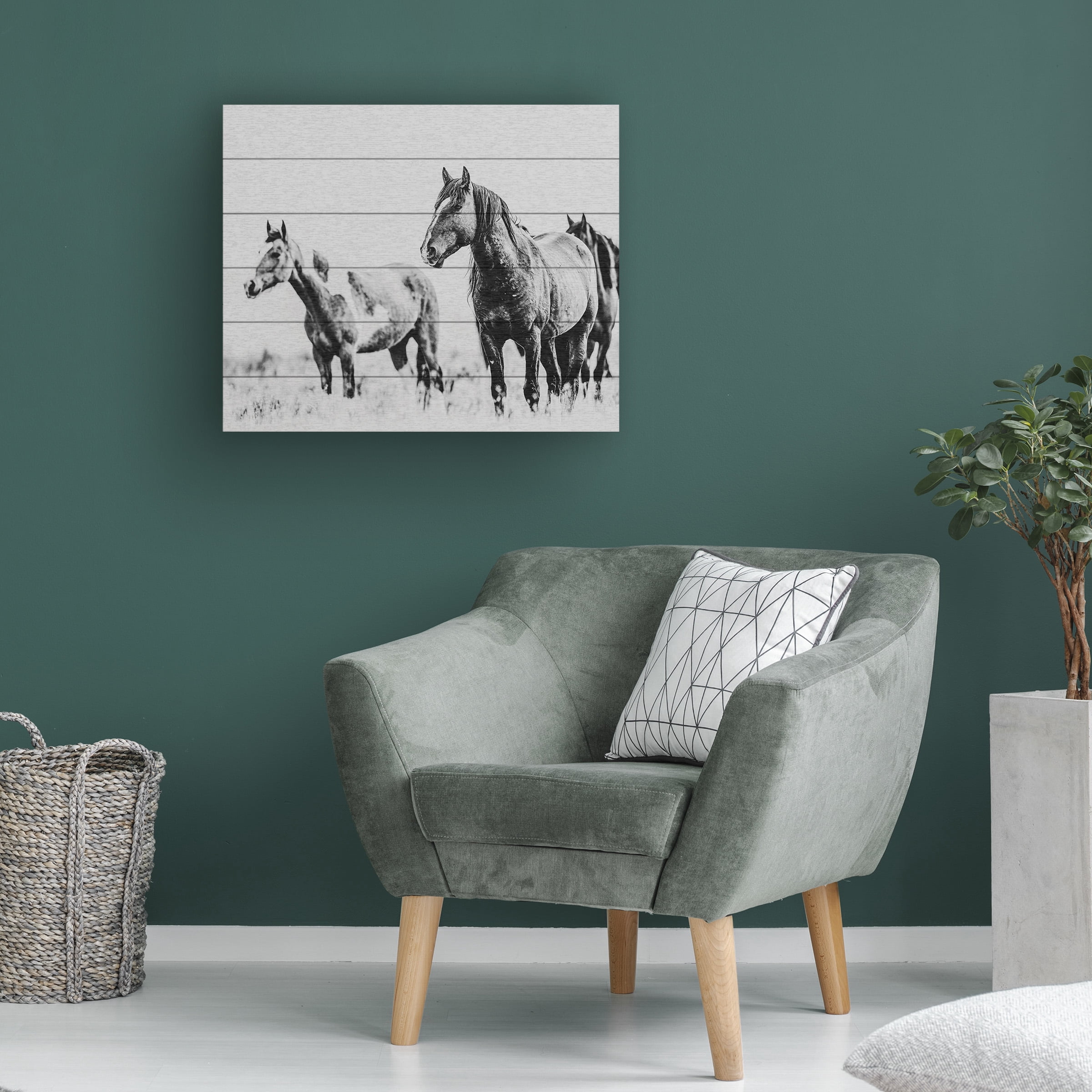 LightBoxJournal 'Wild Horses of the Great Basin 04' Wood Slat Art 18x22