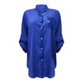 thumbnail image 4 of Charmgo Women's Casual V Neck Collar Button Up Blouse Solid Summer Shirt With Sequin Pocket Womens Long Sleeve Button Down Shirt Dress Shirts for Women Blue L, 4 of 4