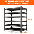 thumbnail image 2 of Bookshelf 6 Tier Metal Wide Bookshelves, Heavy Duty Bookcase Tall Book Shelf Storage Organizer, Adjustable Bookshelf For Bedroom/Living Room/Home Office/Library, Black(78"H*46"W*20"D), 2 of 10