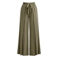 thumbnail image 4 of Costeam Womens Split Front Flowy Wide Leg Pants Drawstring Elastic High Waist Lightweight Crinkle Woven Solid Color Loose Casual Vacation Trousers, 4 of 6