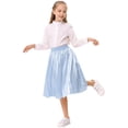 thumbnail image 5 of Oyang Little Girl's Pleated Elastic High Waist Swing A-line Chiffon Flared Midi Skirt 3-12Y, 5 of 10