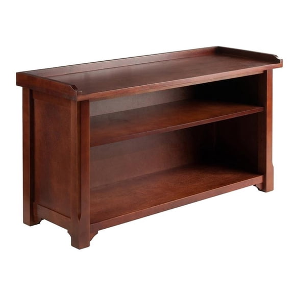 Pemberly Row Transitional Solid Wood Storage Bench in Antique Walnut