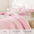 thumbnail image 6 of Pink Comforter Set Full 3 Pieces Lightweight Soft Rustic Pink Ruffle Comforter Women Girls Solid Farmhouse Shabby Chic Microfiber Bedding Comforter Set, 6 of 7