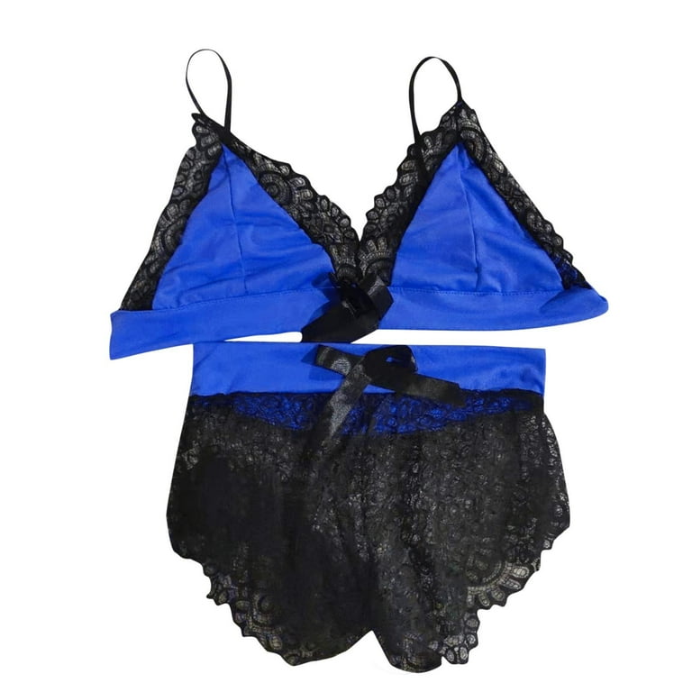 1940s Cobalt Satin Bra + Panties Set