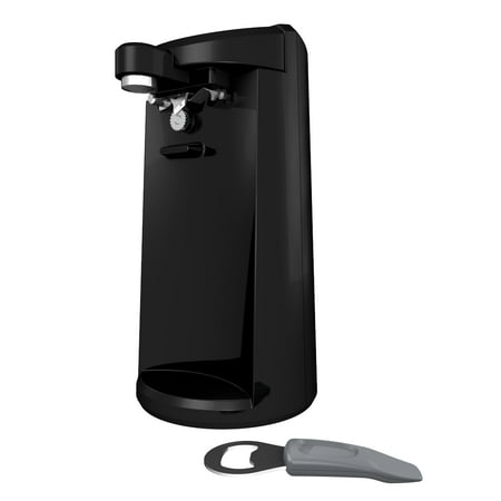 BLACK+DECKER EasyCut Extra-Tall Can Opener with Knife Sharpener and Bottle Opener, Black,